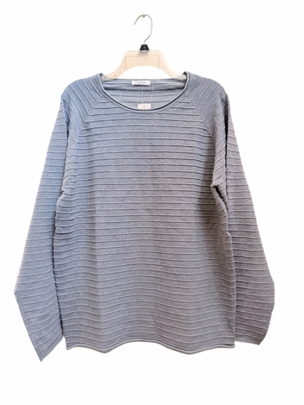 NWT Coofandy gray ribbed knit crew sweater
